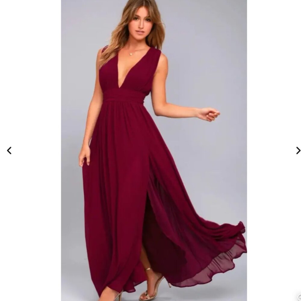 Lulus Heavenly Hues Maxi Dress in burgundy wine red purple S